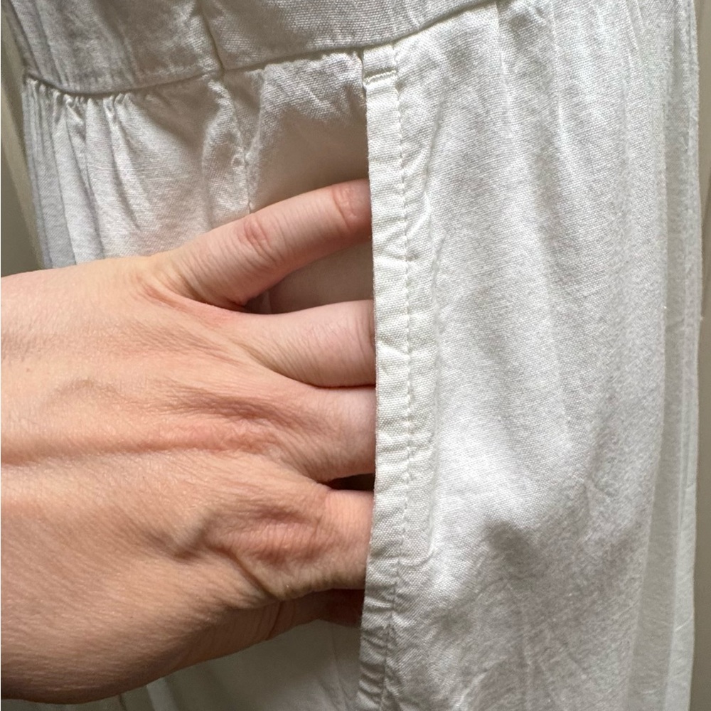 Old Navy 100% Cotton white maxi dress CAMI style lined w/adjustable straps LARGE - Picture 9 of 11